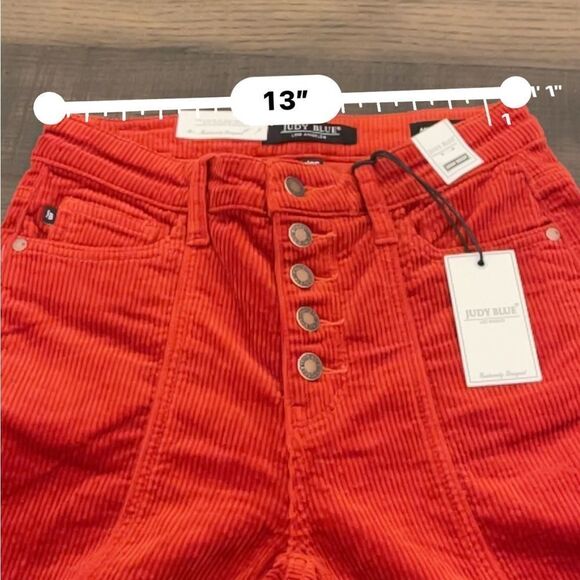 Judy Blue Rust Color High Waist Ankle Straight Corduroy Jeans Pants - Picture 8 of 9